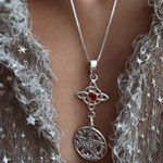 Collar Nudo de Bruja  Con Tetragrámaton Piedra Granate