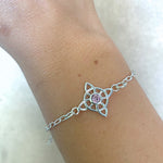 Pulsera Nudo De Bruja Circón Cuarzo Rosa